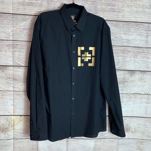 Prince Francois Black/Gold Button Down Shirt